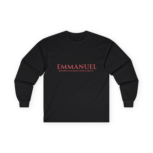 Emmanuel Long Sleeve Tee — Minimal Christian Faith Shirt
