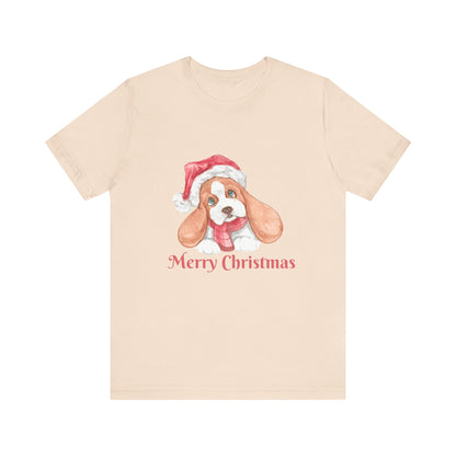 Christmas Puppy T-Shirt — 'Merry Christmas' Cute Dog in Santa Hat