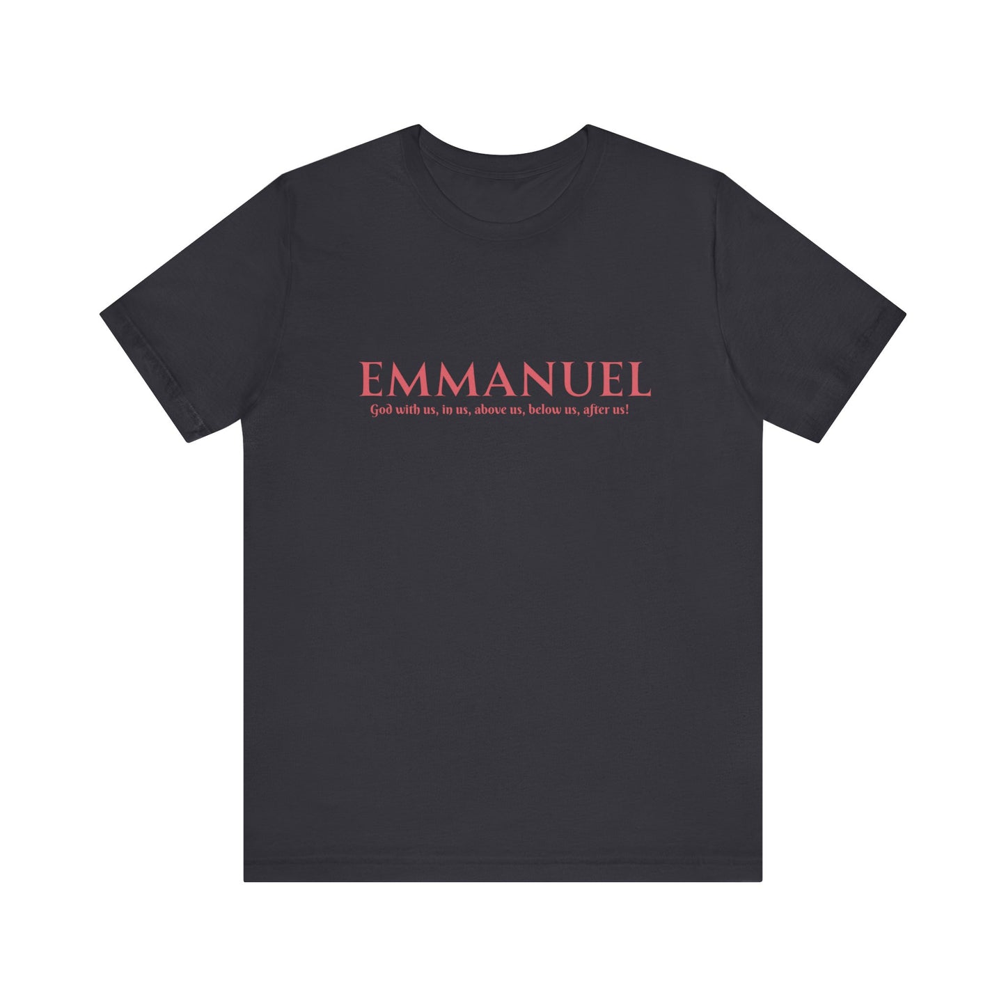 Emmanuel Christian T-Shirt — 'Emmanuel' Pink Script Faith Tee