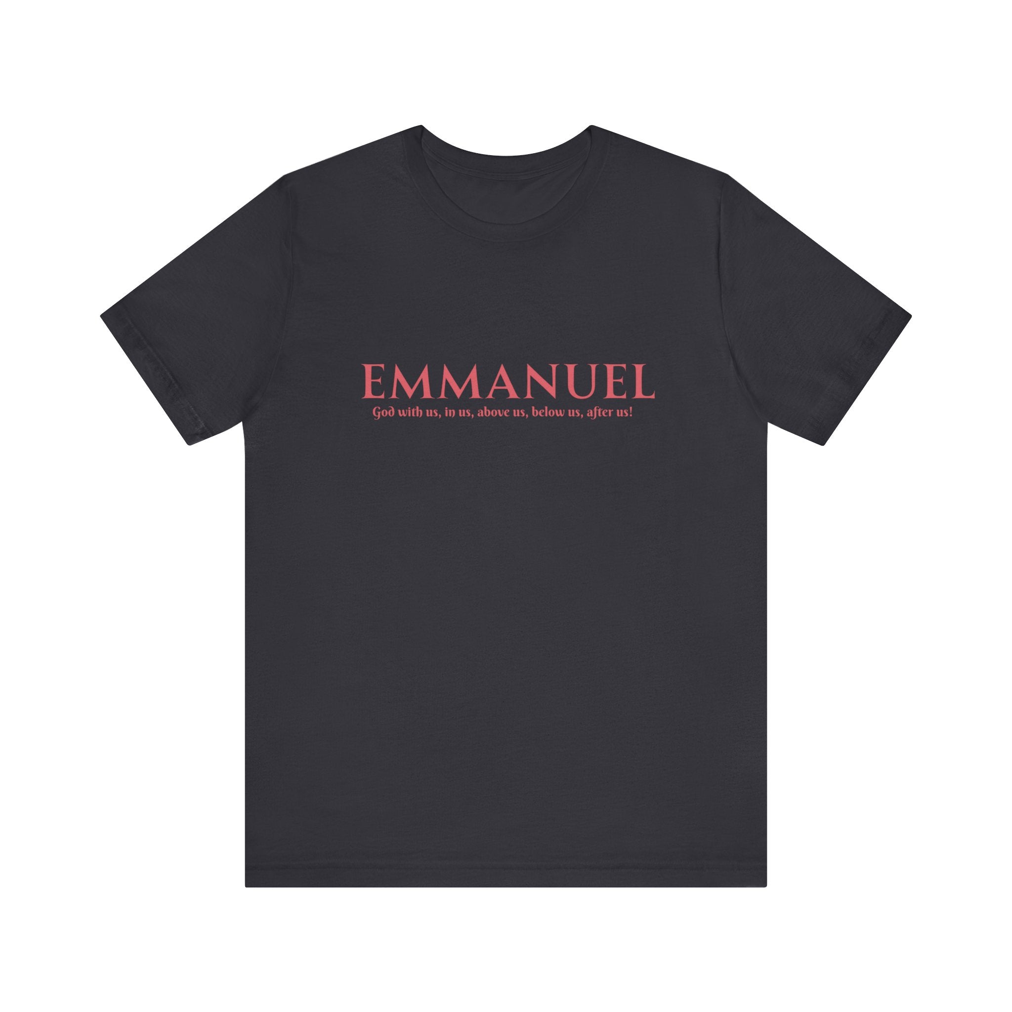 Emmanuel Christian T-Shirt — 'Emmanuel' Pink Script Faith Tee