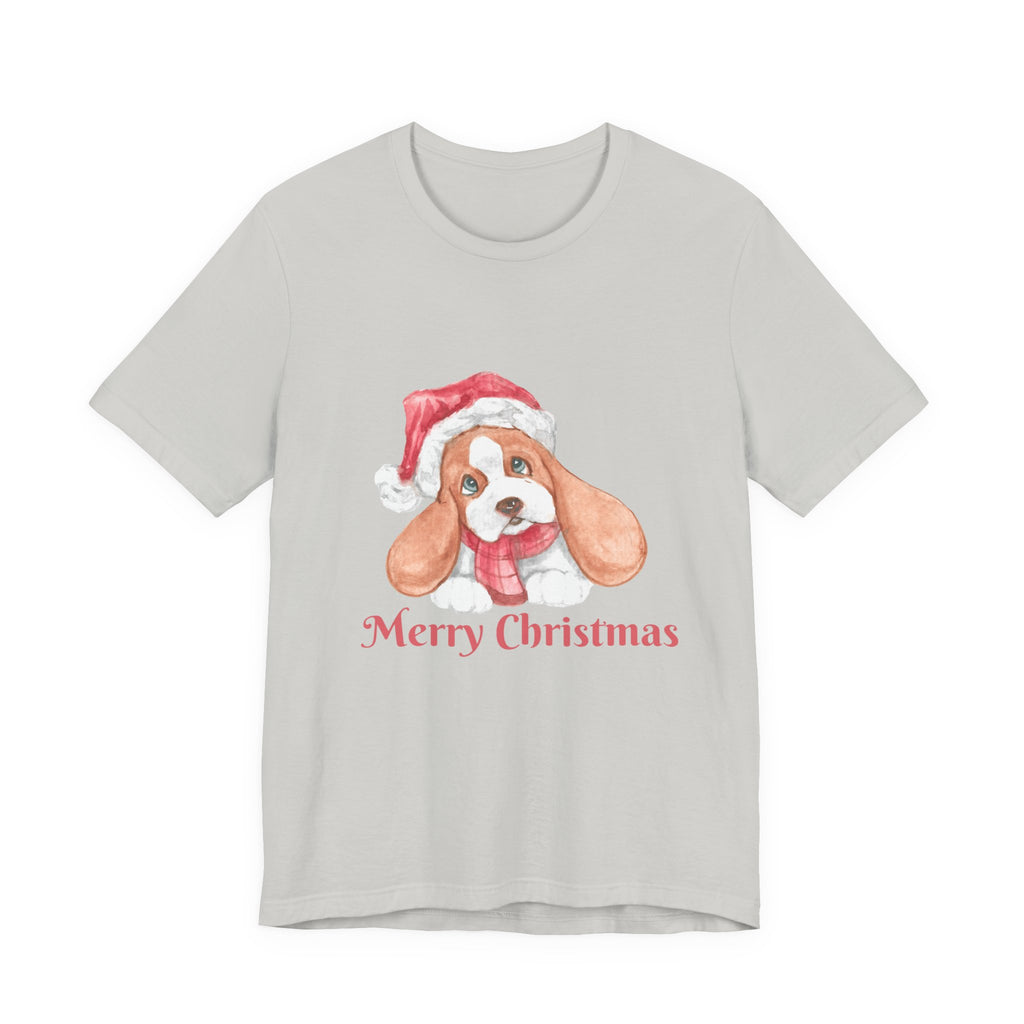 Christmas Puppy T-Shirt — 'Merry Christmas' Cute Dog in Santa Hat