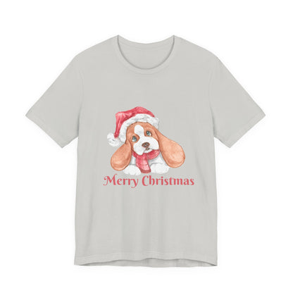 Christmas Puppy T-Shirt — 'Merry Christmas' Cute Dog in Santa Hat