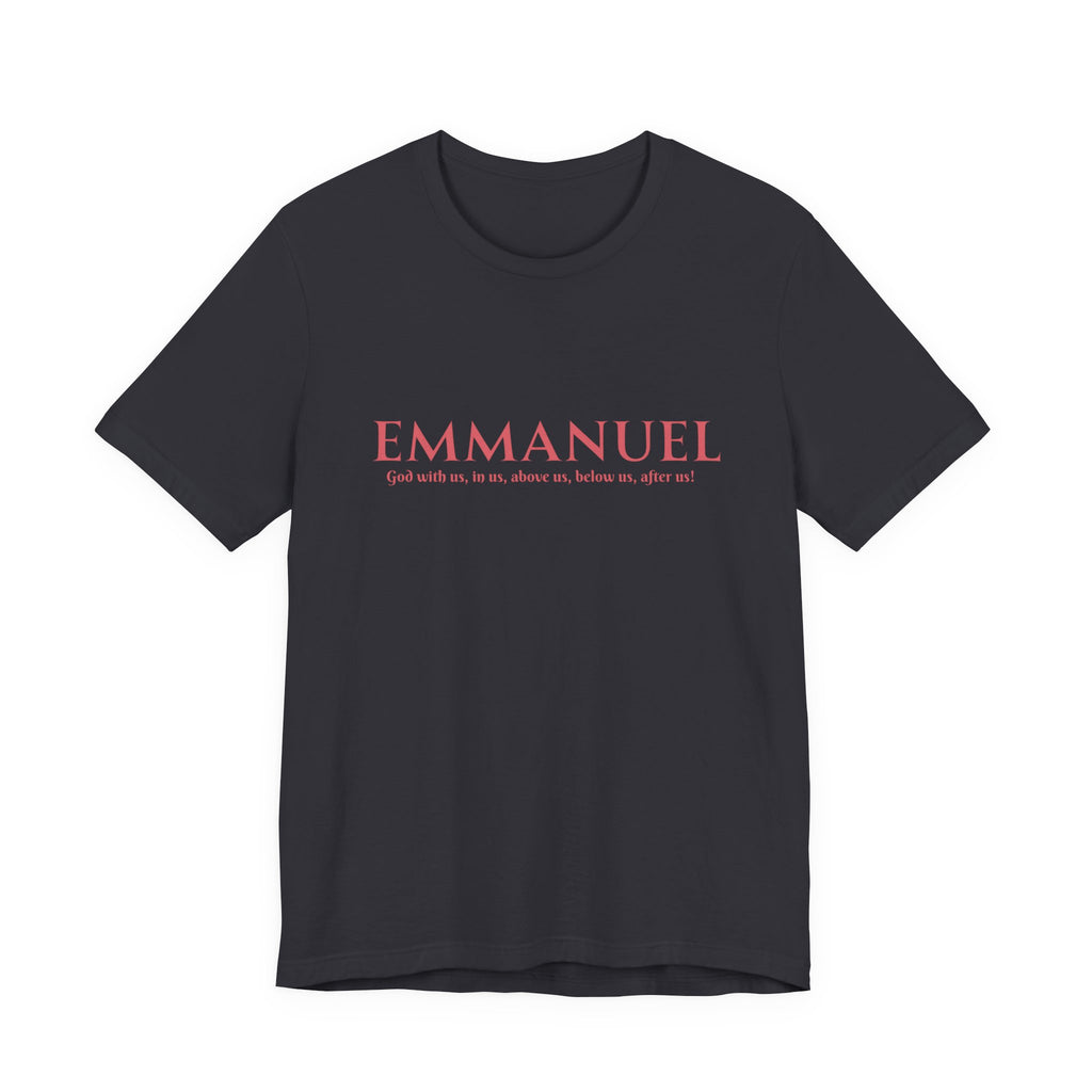 Emmanuel Christian T-Shirt — 'Emmanuel' Pink Script Faith Tee