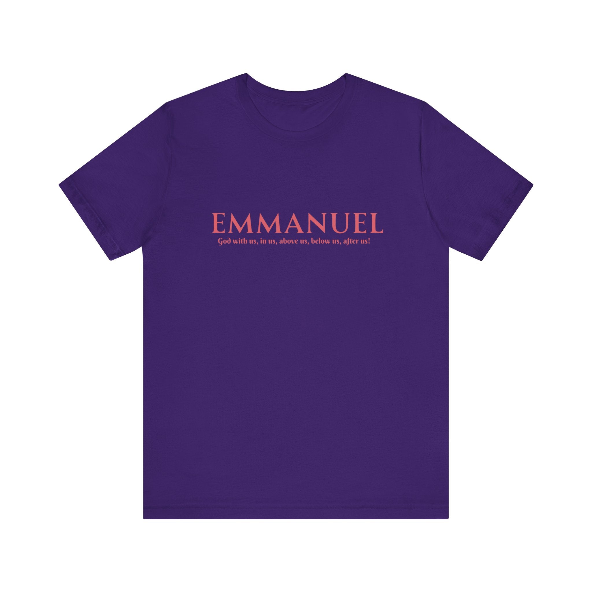 Emmanuel Christian T-Shirt — 'Emmanuel' Pink Script Faith Tee