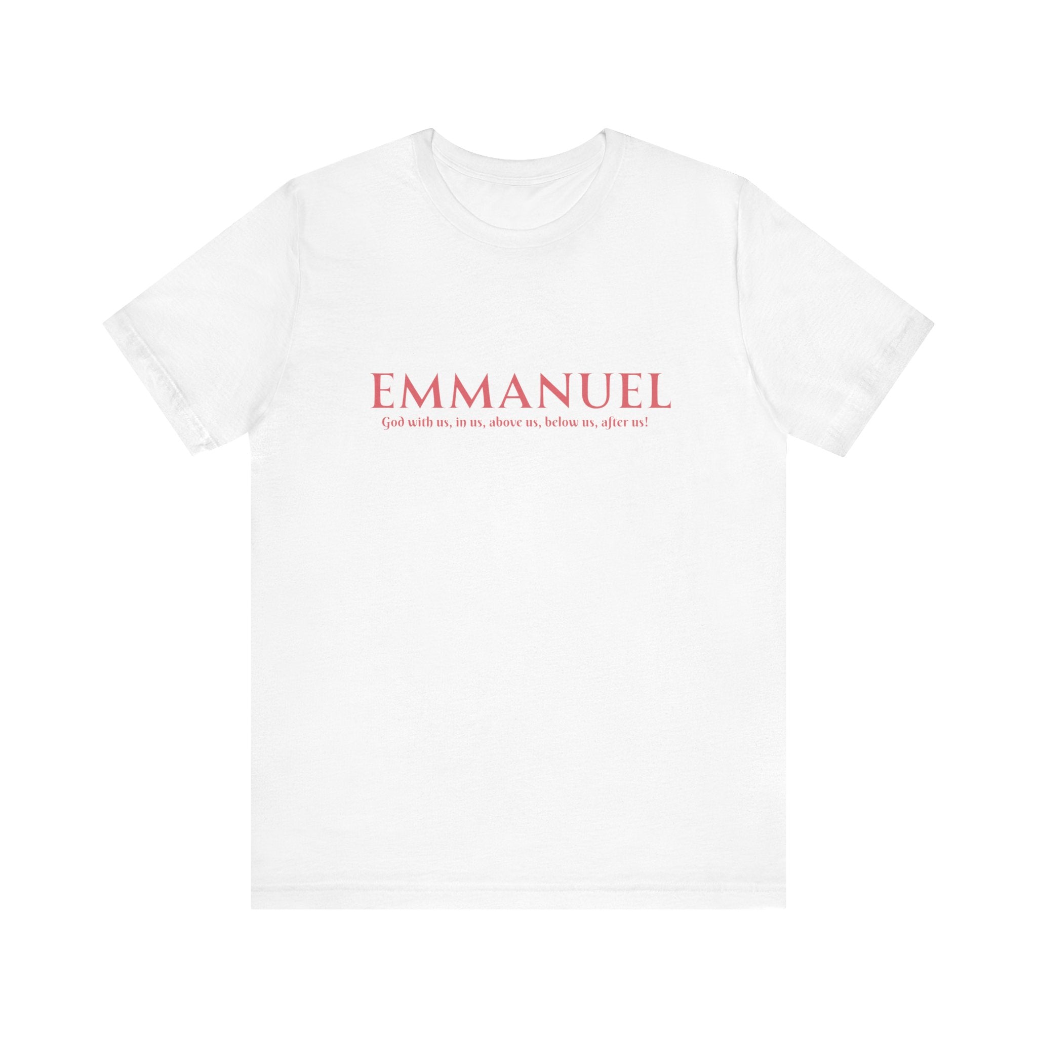 Emmanuel Christian T-Shirt — 'Emmanuel' Pink Script Faith Tee