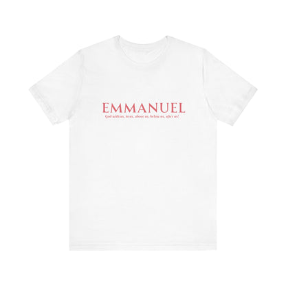 Emmanuel Christian T-Shirt — 'Emmanuel' Pink Script Faith Tee
