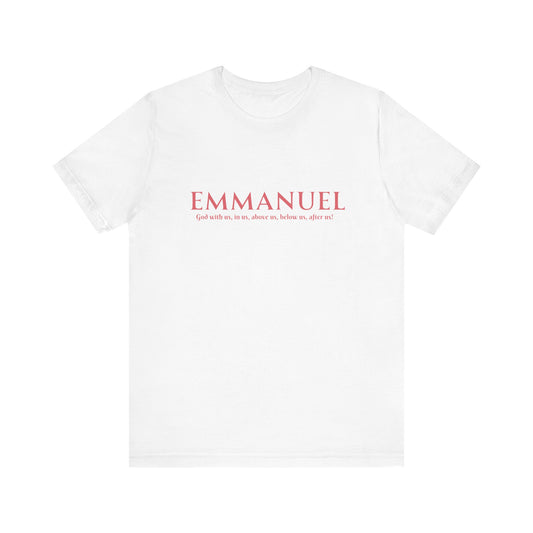 Emmanuel Christian T-Shirt — 'Emmanuel' Pink Script Faith Tee