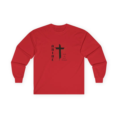 Abide Cross Long Sleeve Tee — Christian Faith Graphic Shirt
