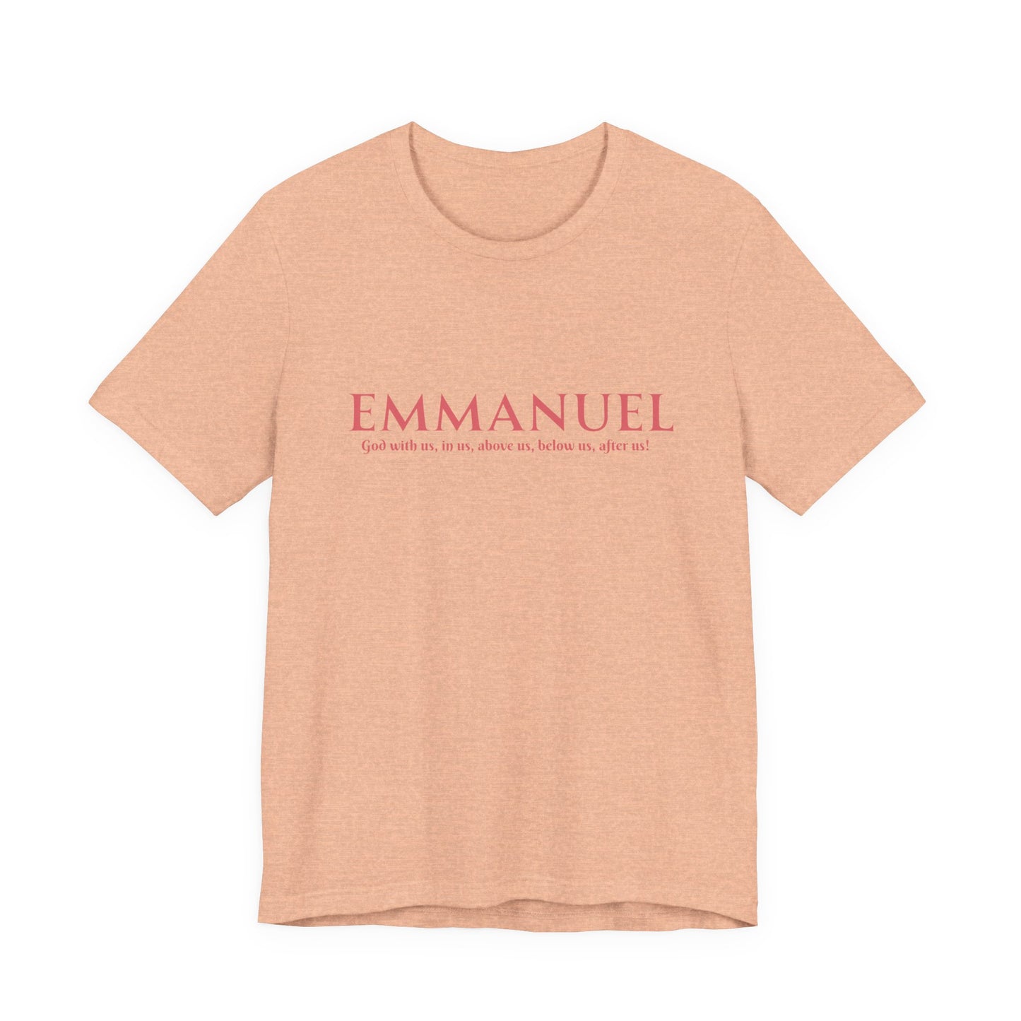 Emmanuel Christian T-Shirt — 'Emmanuel' Pink Script Faith Tee