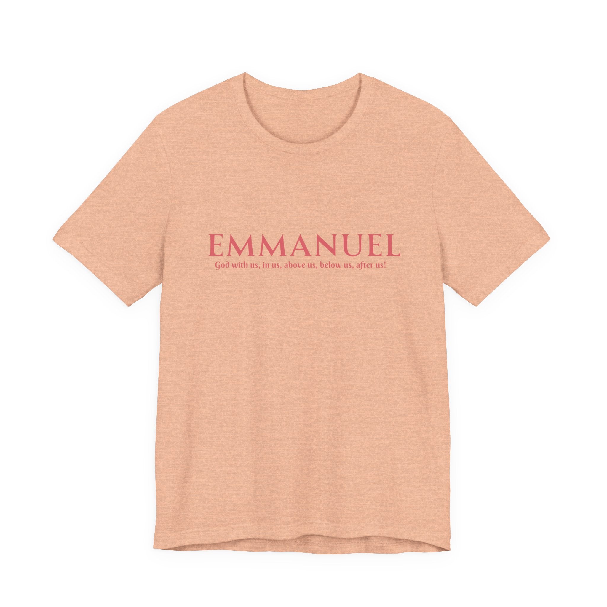 Emmanuel Christian T-Shirt — 'Emmanuel' Pink Script Faith Tee