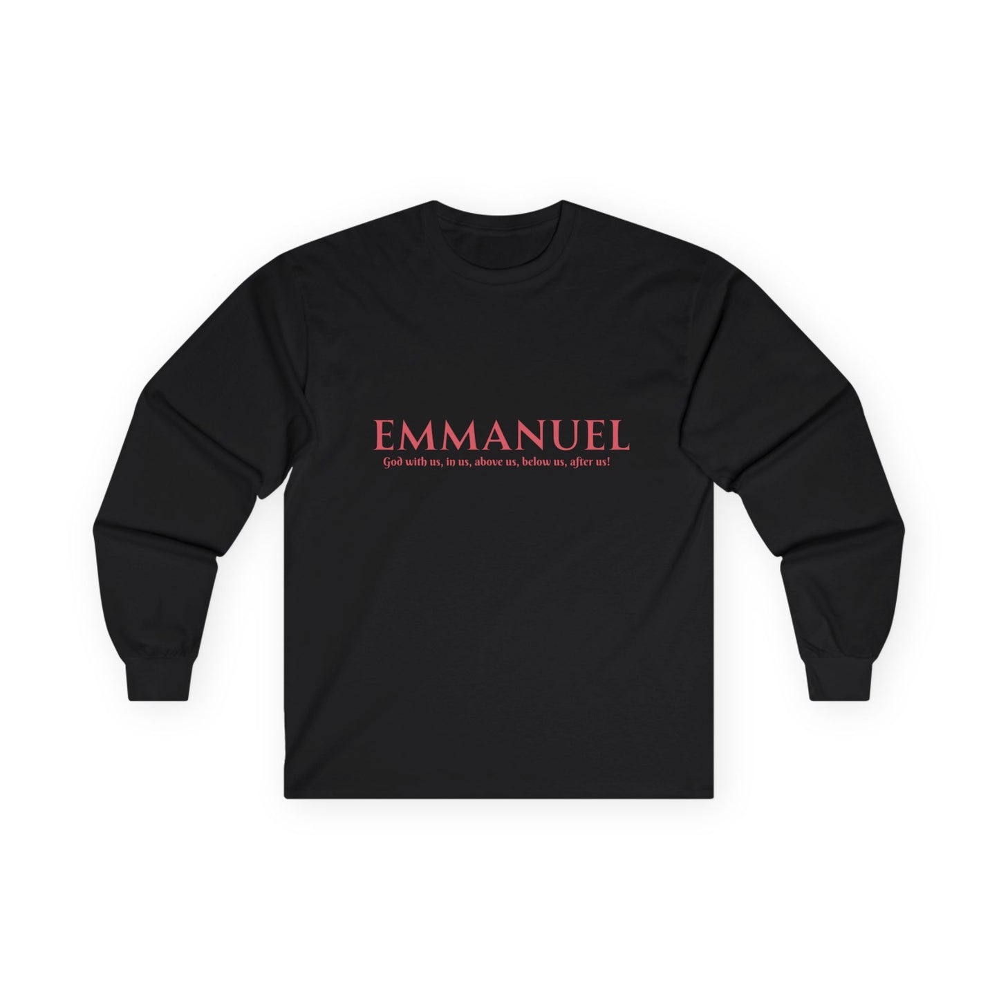 Emmanuel Long Sleeve Tee — Minimal Christian Faith Shirt