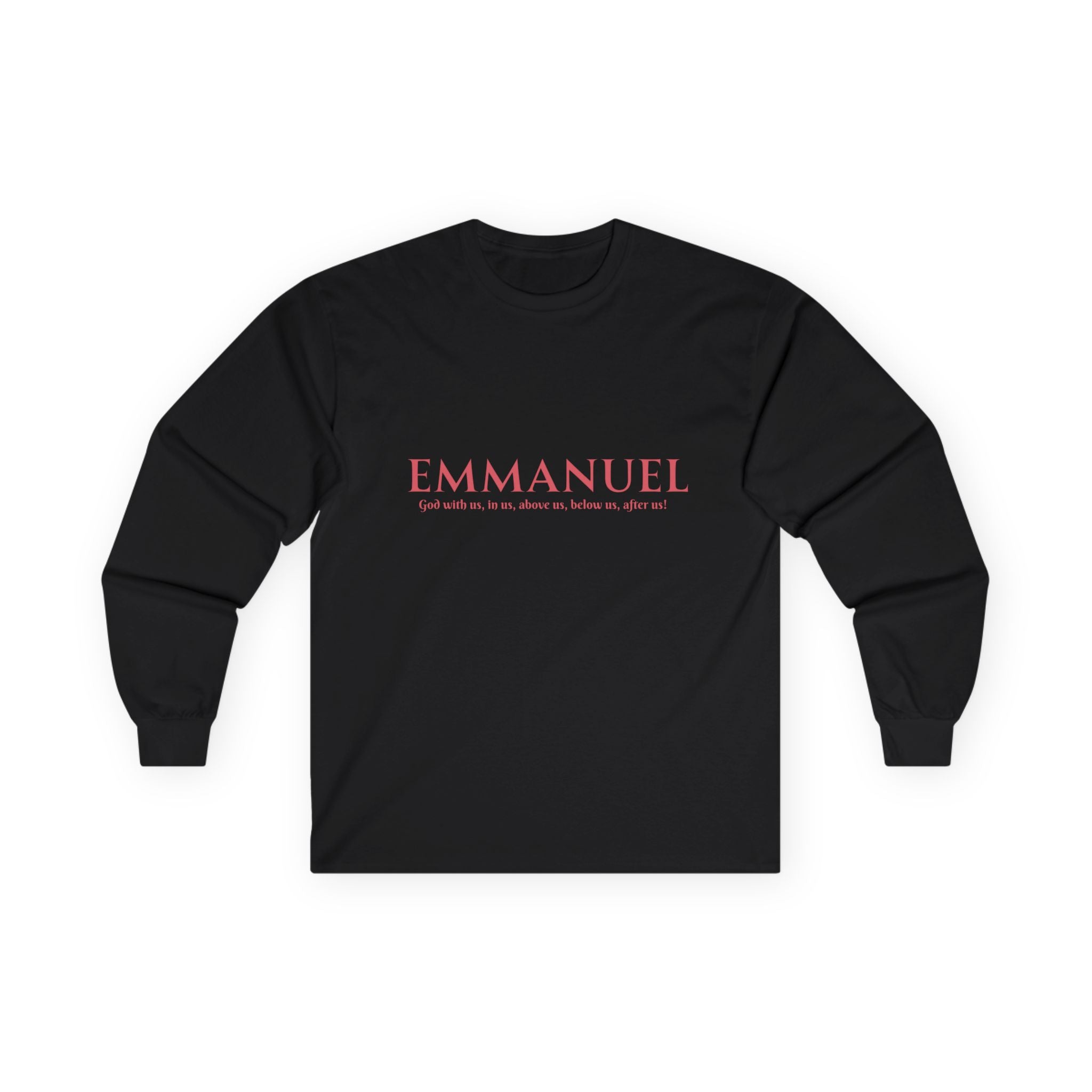 Emmanuel Long Sleeve Tee — Minimal Christian Faith Shirt