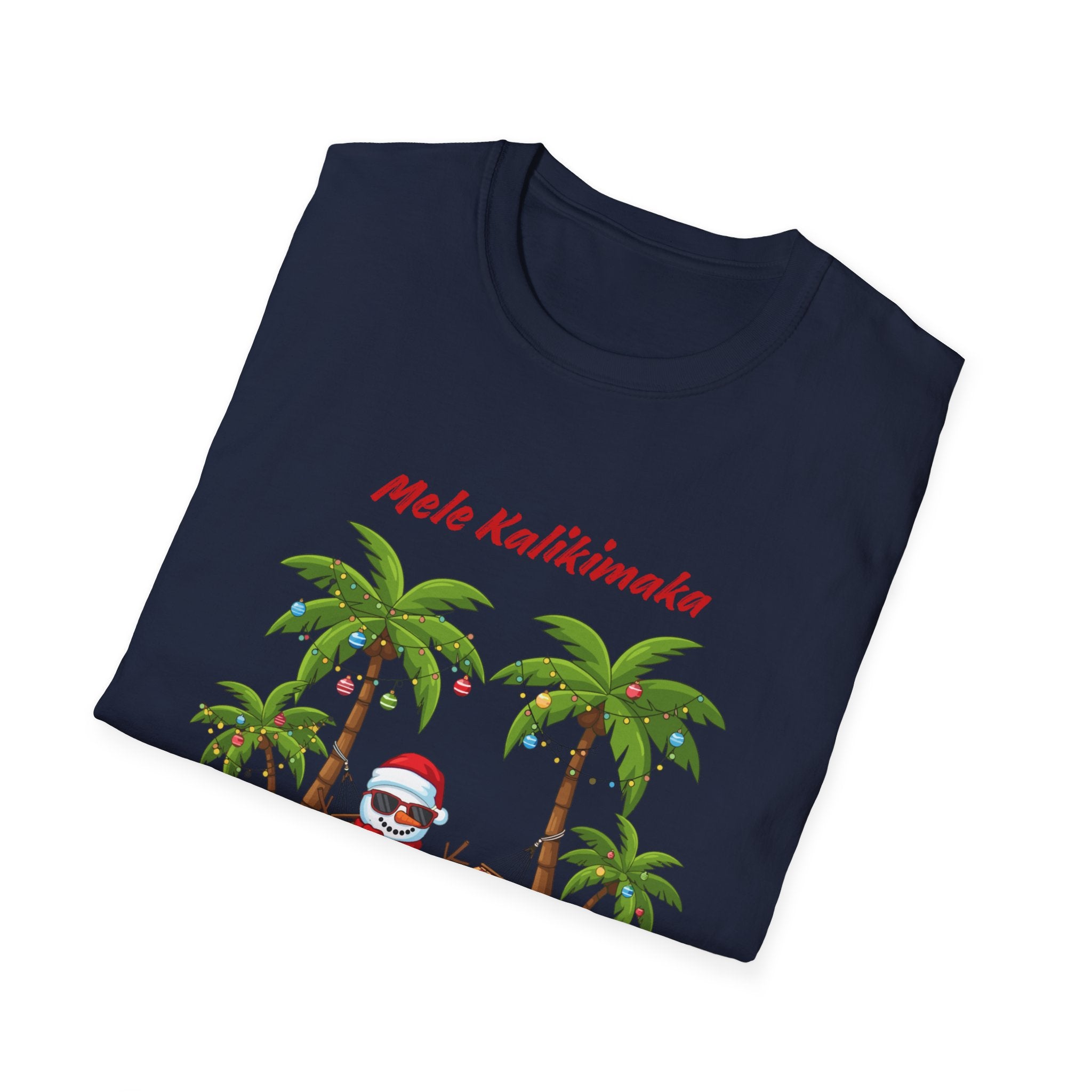 T-Shirt — 'Mele Kalikimaka' Tropical Christmas Snowman Tee
