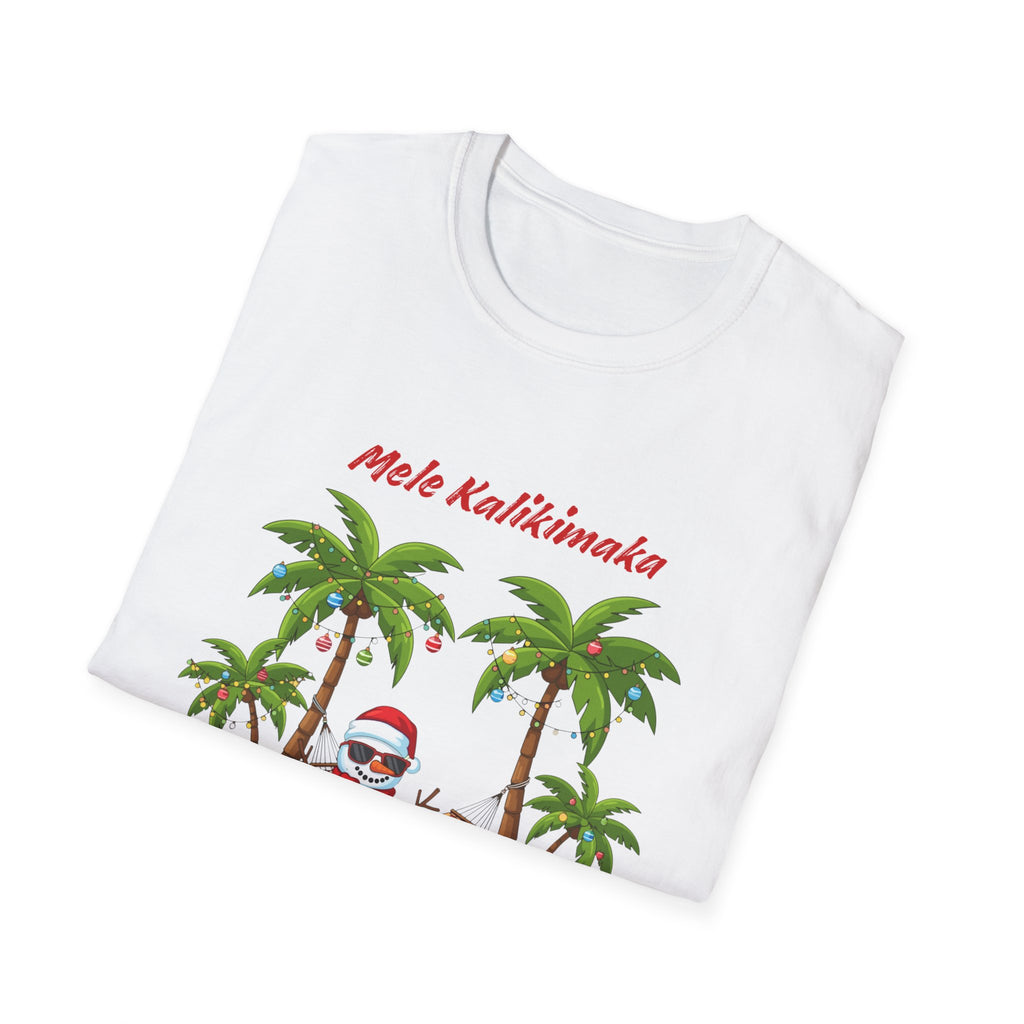 T-Shirt — 'Mele Kalikimaka' Tropical Christmas Snowman Tee