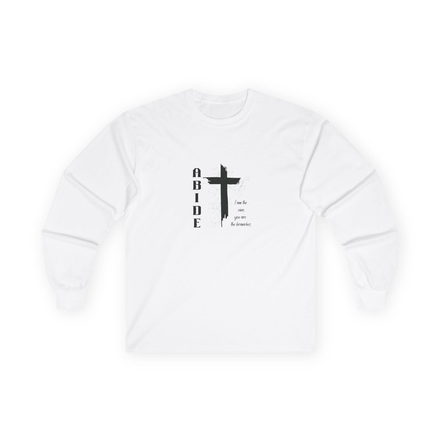 Abide Cross Long Sleeve Tee — Christian Faith Graphic Shirt