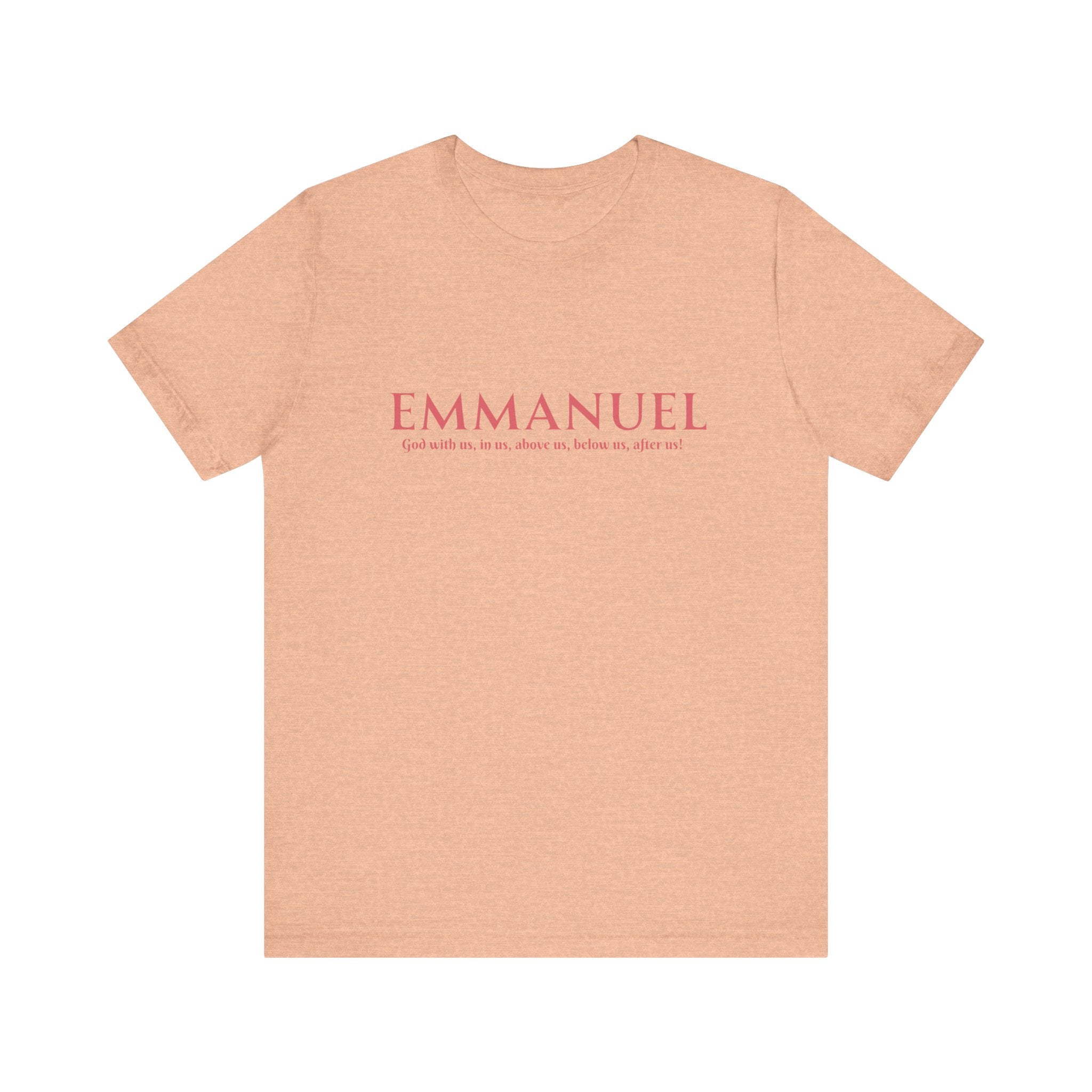 Emmanuel Christian T-Shirt — 'Emmanuel' Pink Script Faith Tee