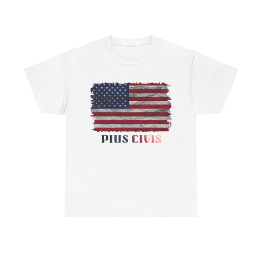 Pius Civis USA Flag - Unisex Heavy Cotton Tee