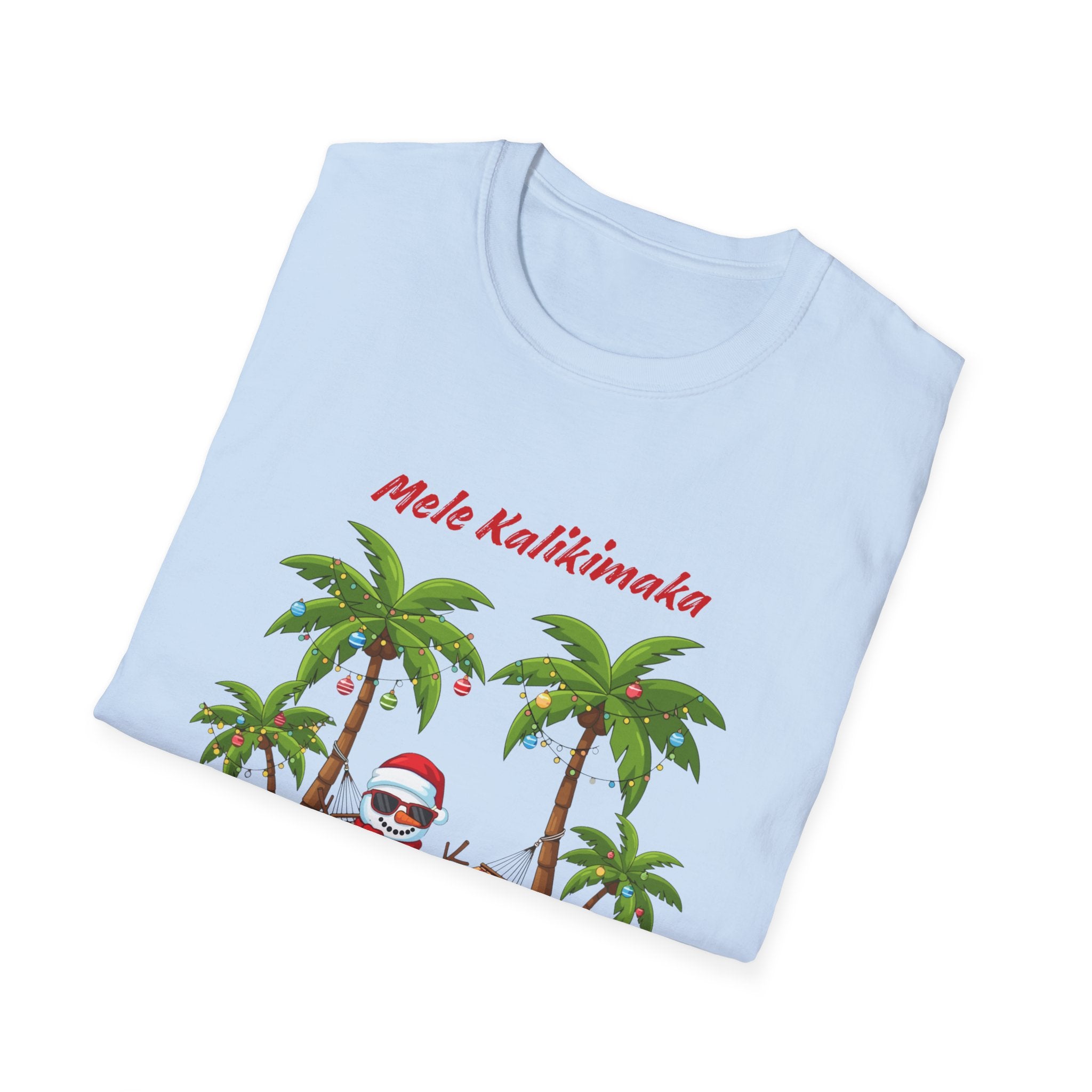 T-Shirt — 'Mele Kalikimaka' Tropical Christmas Snowman Tee