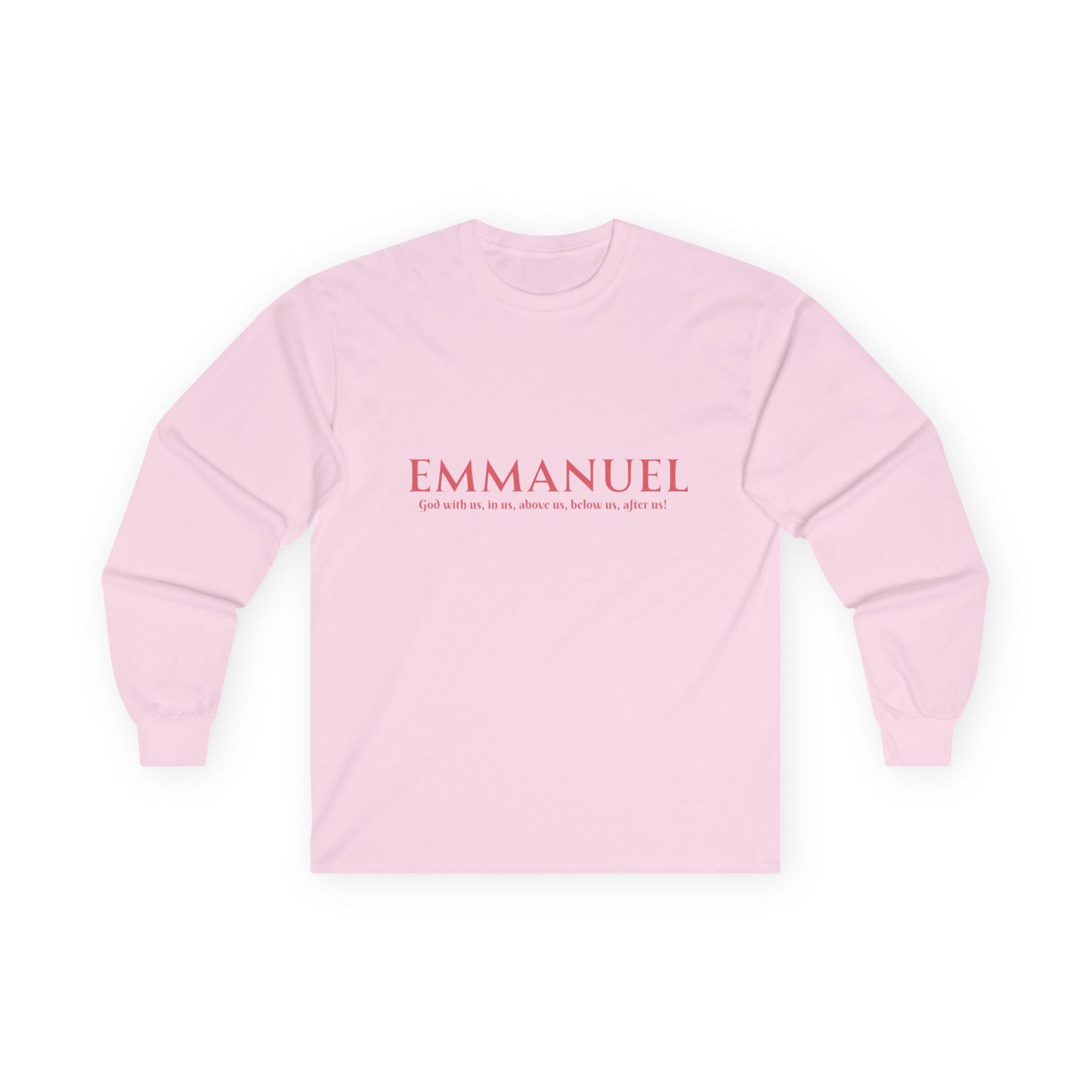 Emmanuel Long Sleeve Tee — Minimal Christian Faith Shirt