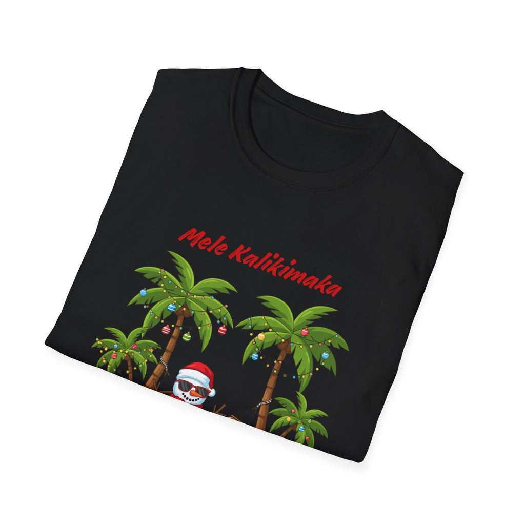 T-Shirt — 'Mele Kalikimaka' Tropical Christmas Snowman Tee