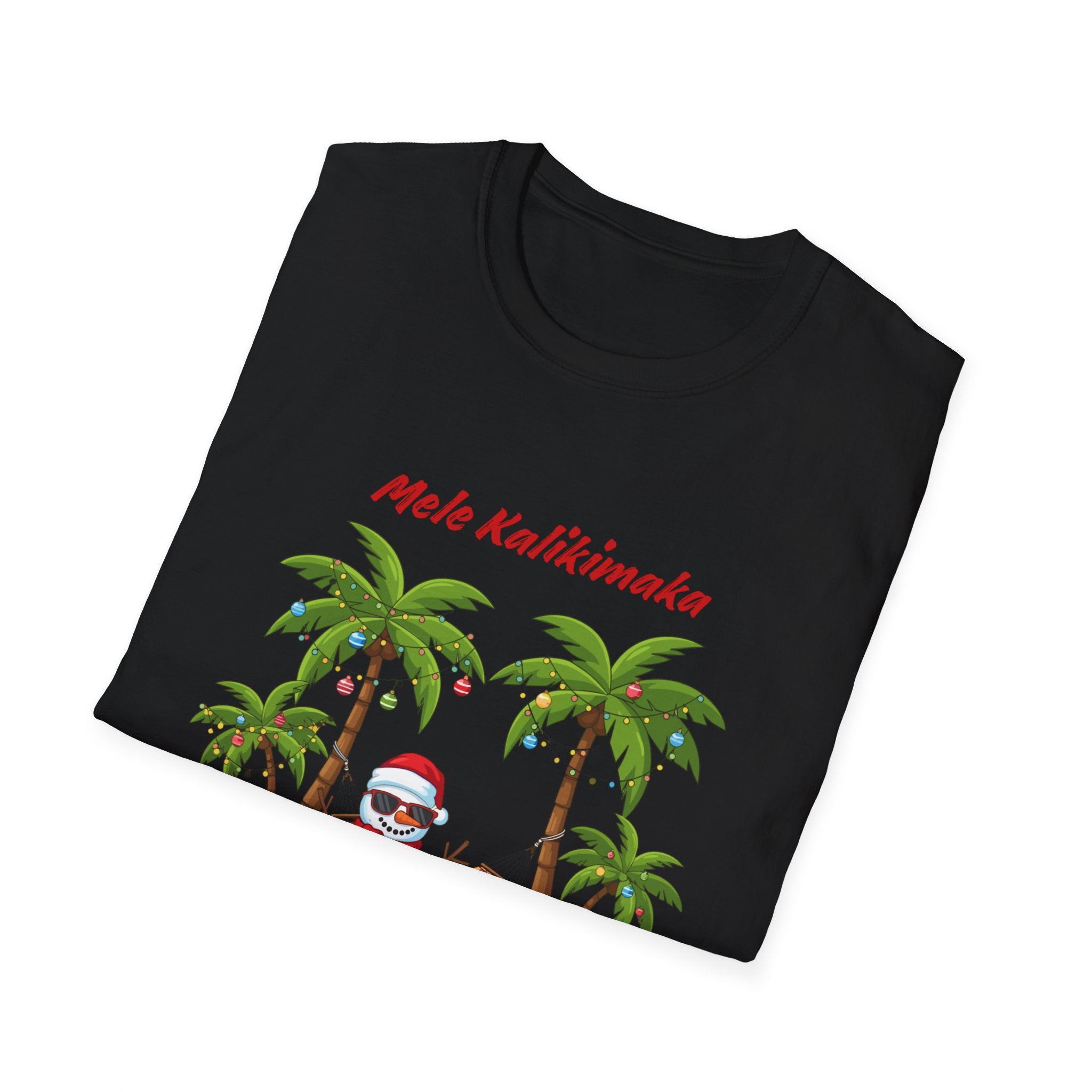 T-Shirt — 'Mele Kalikimaka' Tropical Christmas Snowman Tee