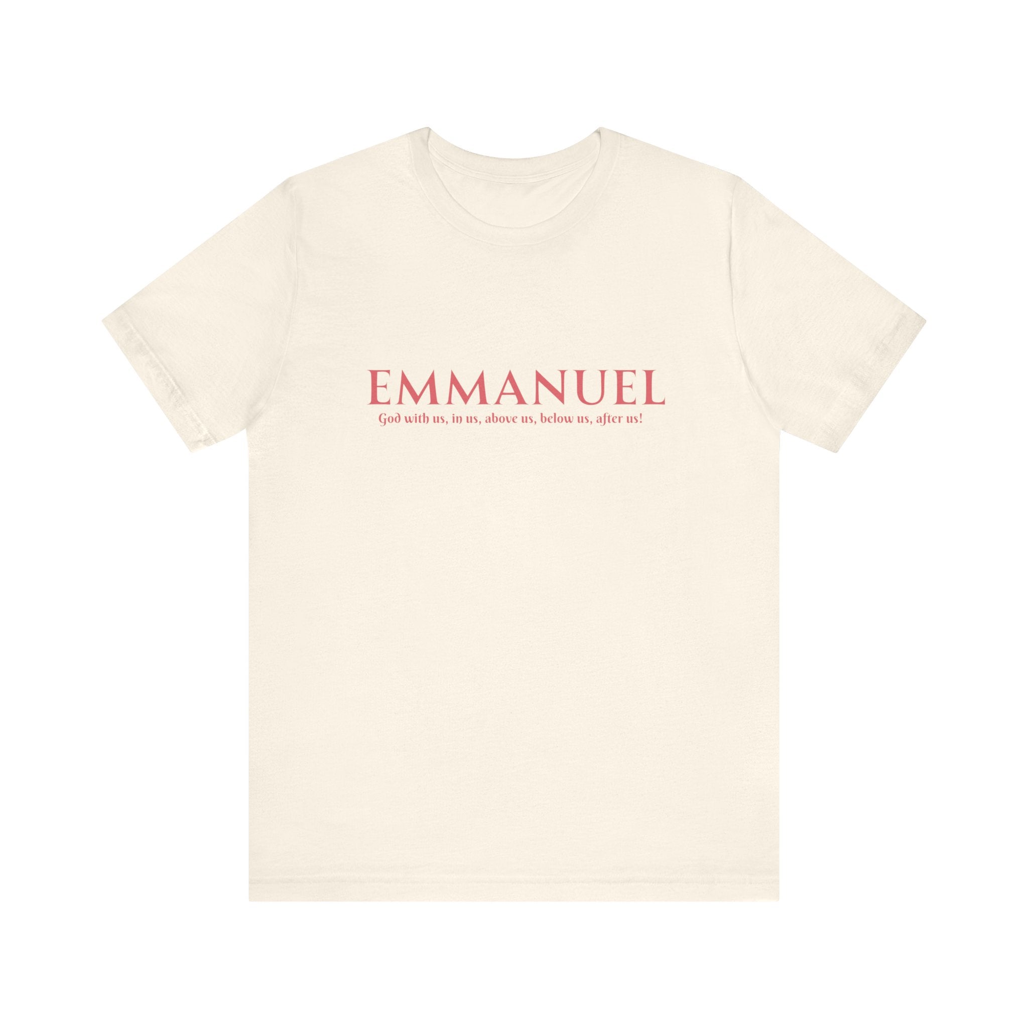 Emmanuel Christian T-Shirt — 'Emmanuel' Pink Script Faith Tee