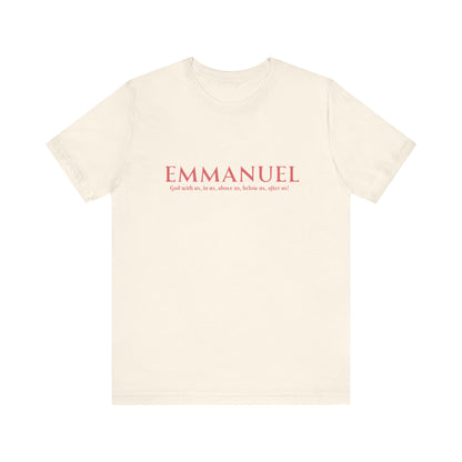 Emmanuel Christian T-Shirt — 'Emmanuel' Pink Script Faith Tee