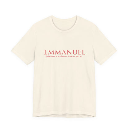 Emmanuel Christian T-Shirt — 'Emmanuel' Pink Script Faith Tee