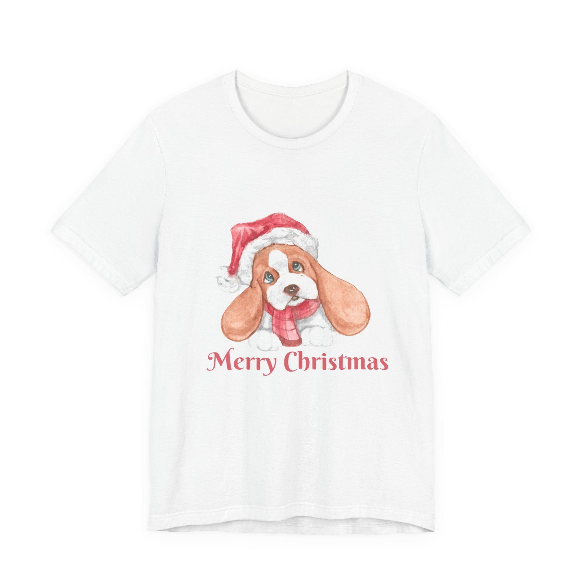 Christmas Puppy T-Shirt — 'Merry Christmas' Cute Dog in Santa Hat