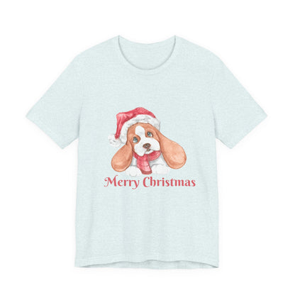 Christmas Puppy T-Shirt — 'Merry Christmas' Cute Dog in Santa Hat