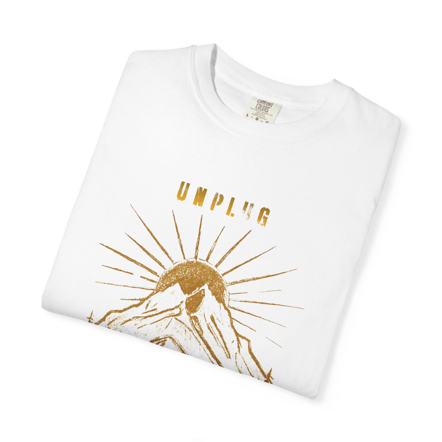 Adventure T-Shirt — "Unplug to Recharge" Mountain Camping Graphic