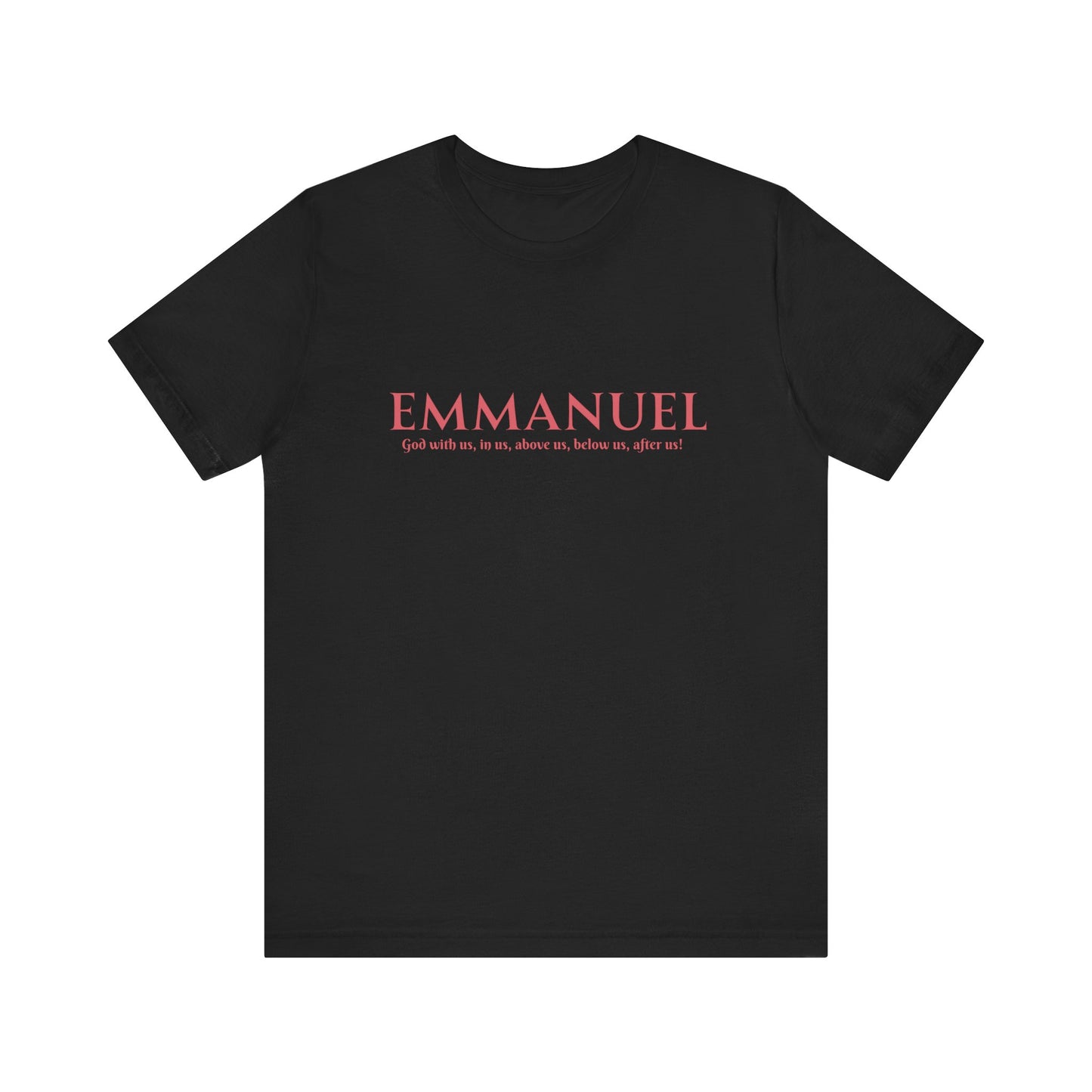 Emmanuel Christian T-Shirt — 'Emmanuel' Pink Script Faith Tee
