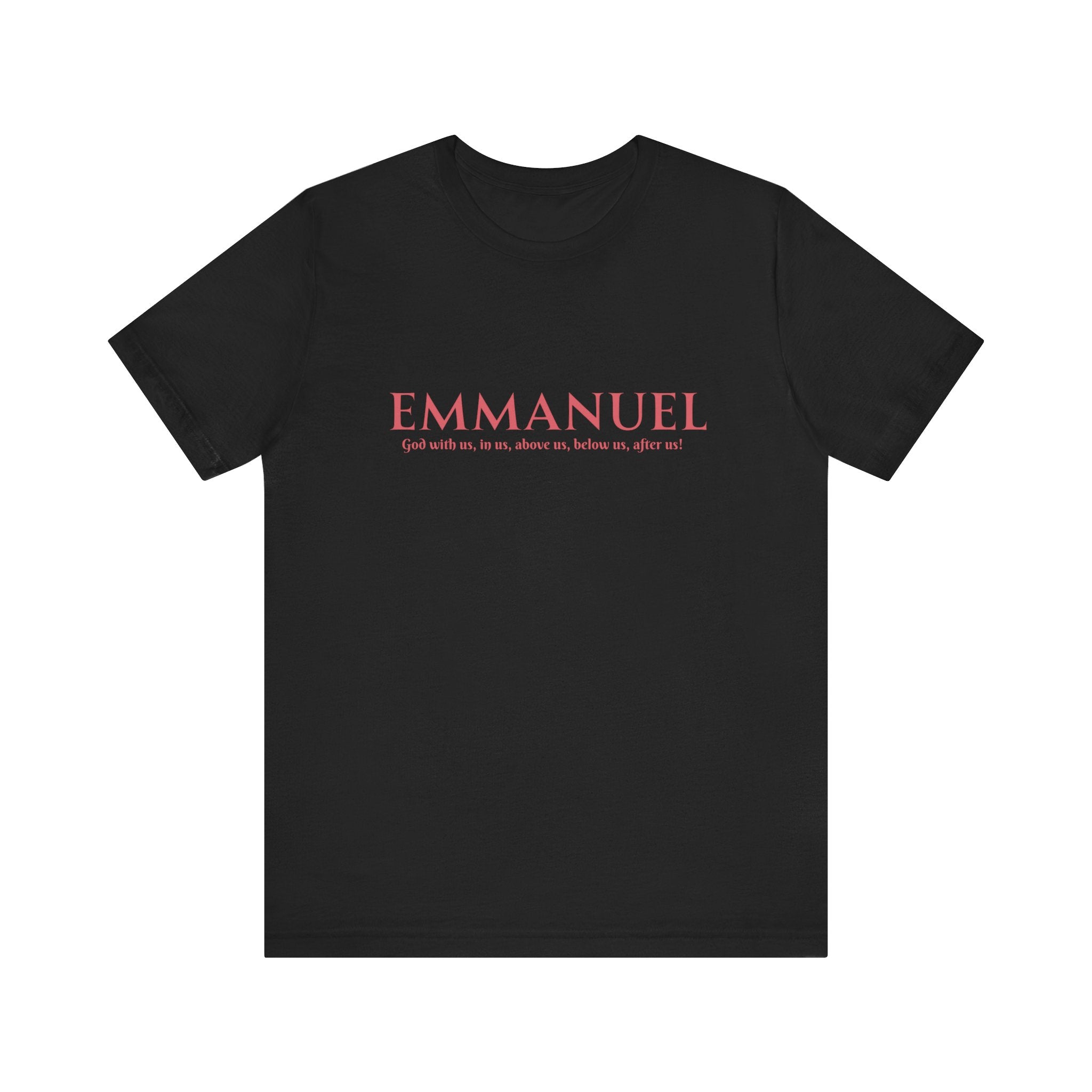 Emmanuel Christian T-Shirt — 'Emmanuel' Pink Script Faith Tee