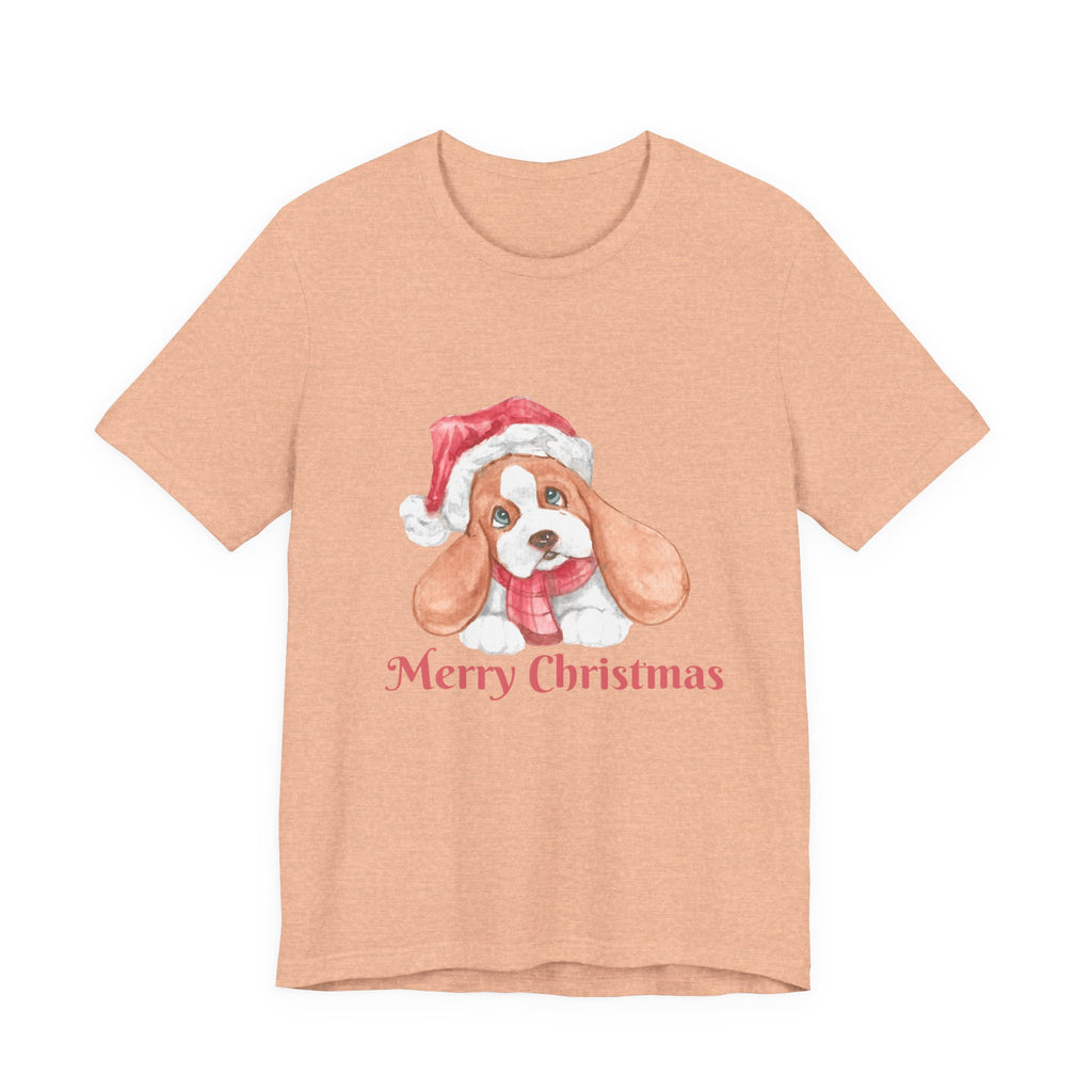 Christmas Puppy T-Shirt — 'Merry Christmas' Cute Dog in Santa Hat