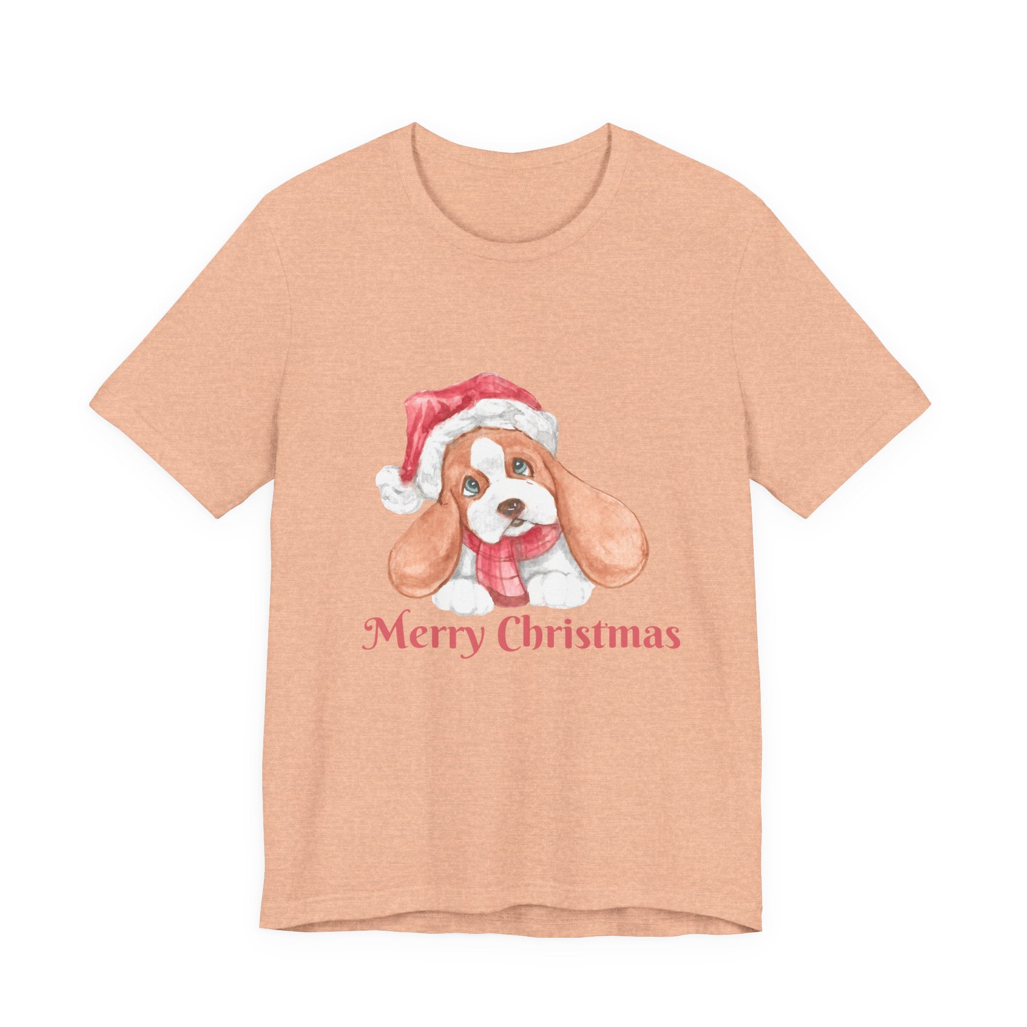Christmas Puppy T-Shirt — 'Merry Christmas' Cute Dog in Santa Hat
