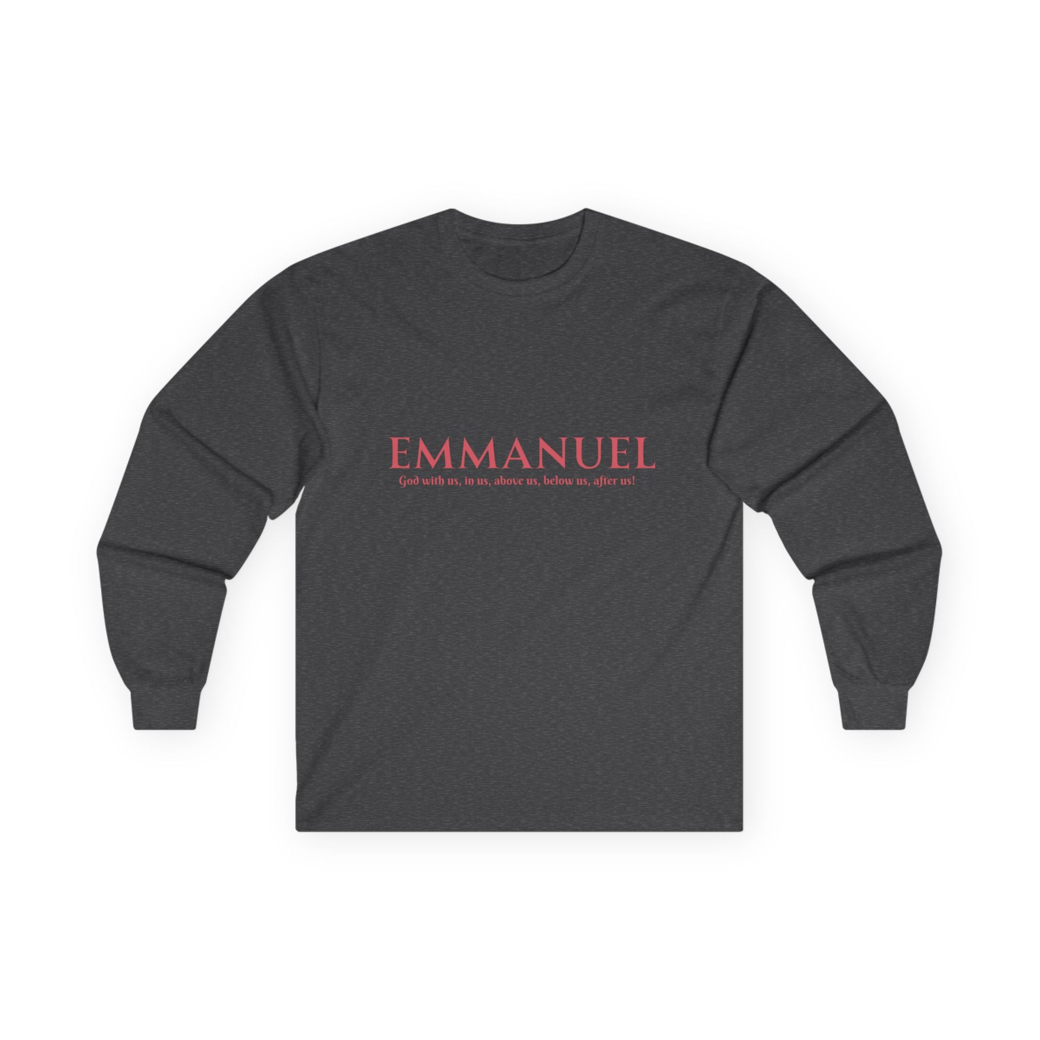 Emmanuel Long Sleeve Tee — Minimal Christian Faith Shirt