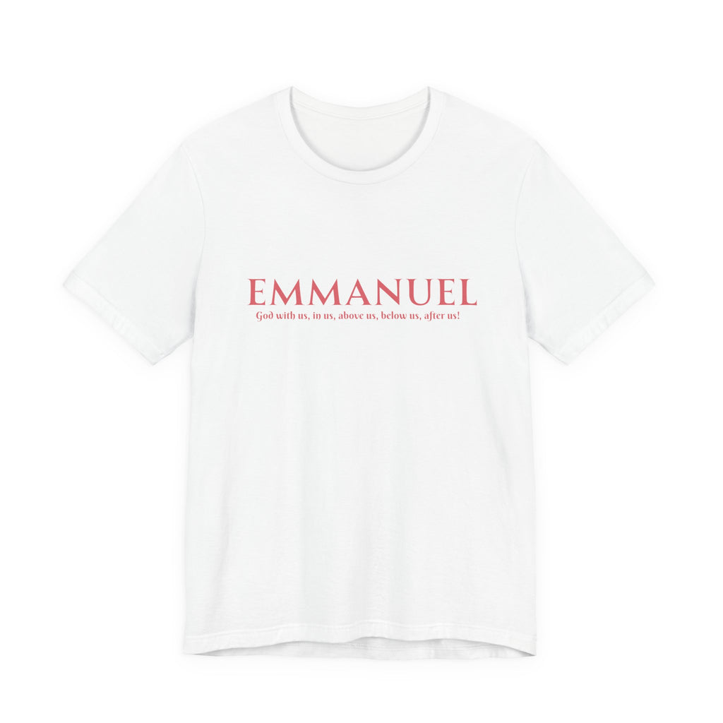 Emmanuel Christian T-Shirt — 'Emmanuel' Pink Script Faith Tee