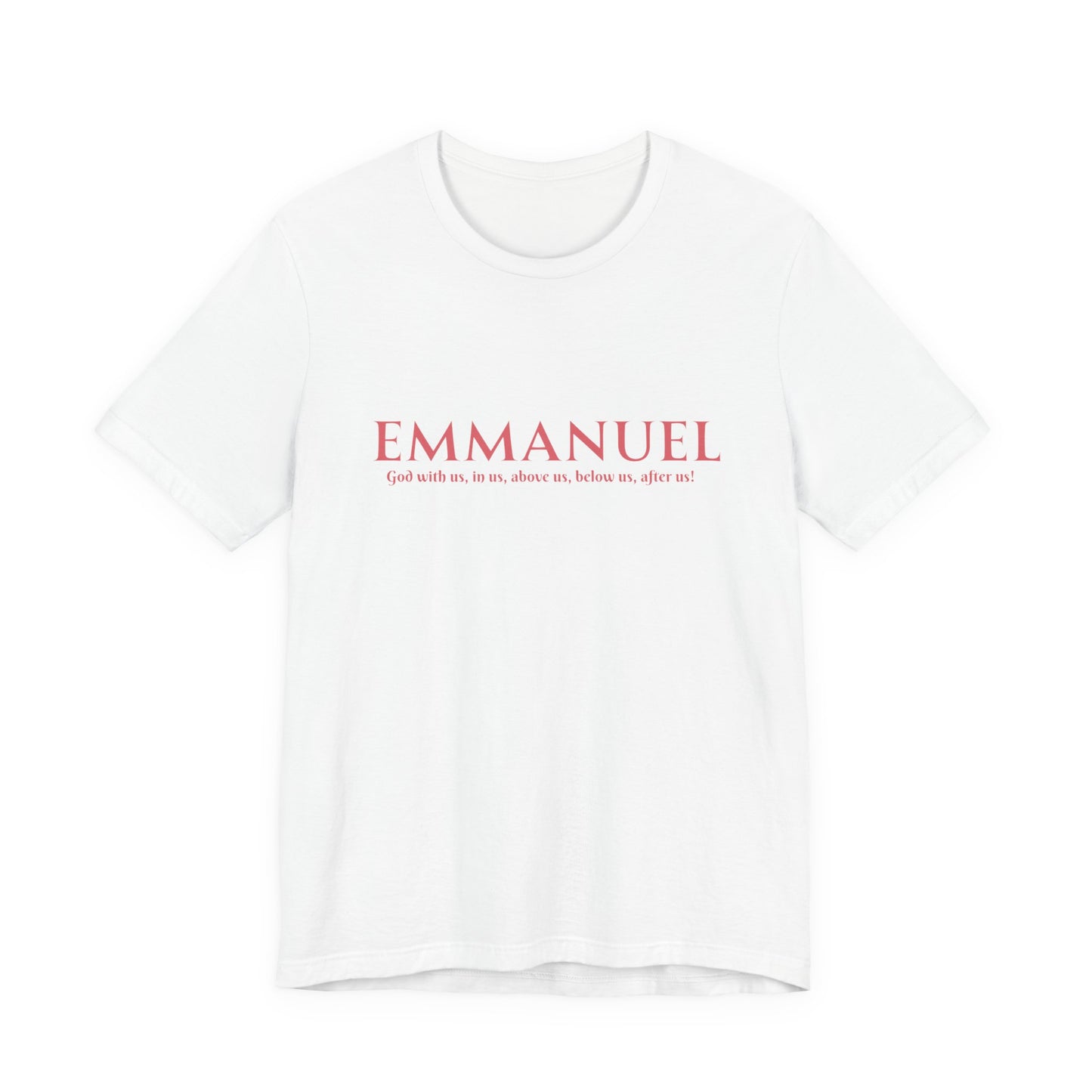 Emmanuel Christian T-Shirt — 'Emmanuel' Pink Script Faith Tee