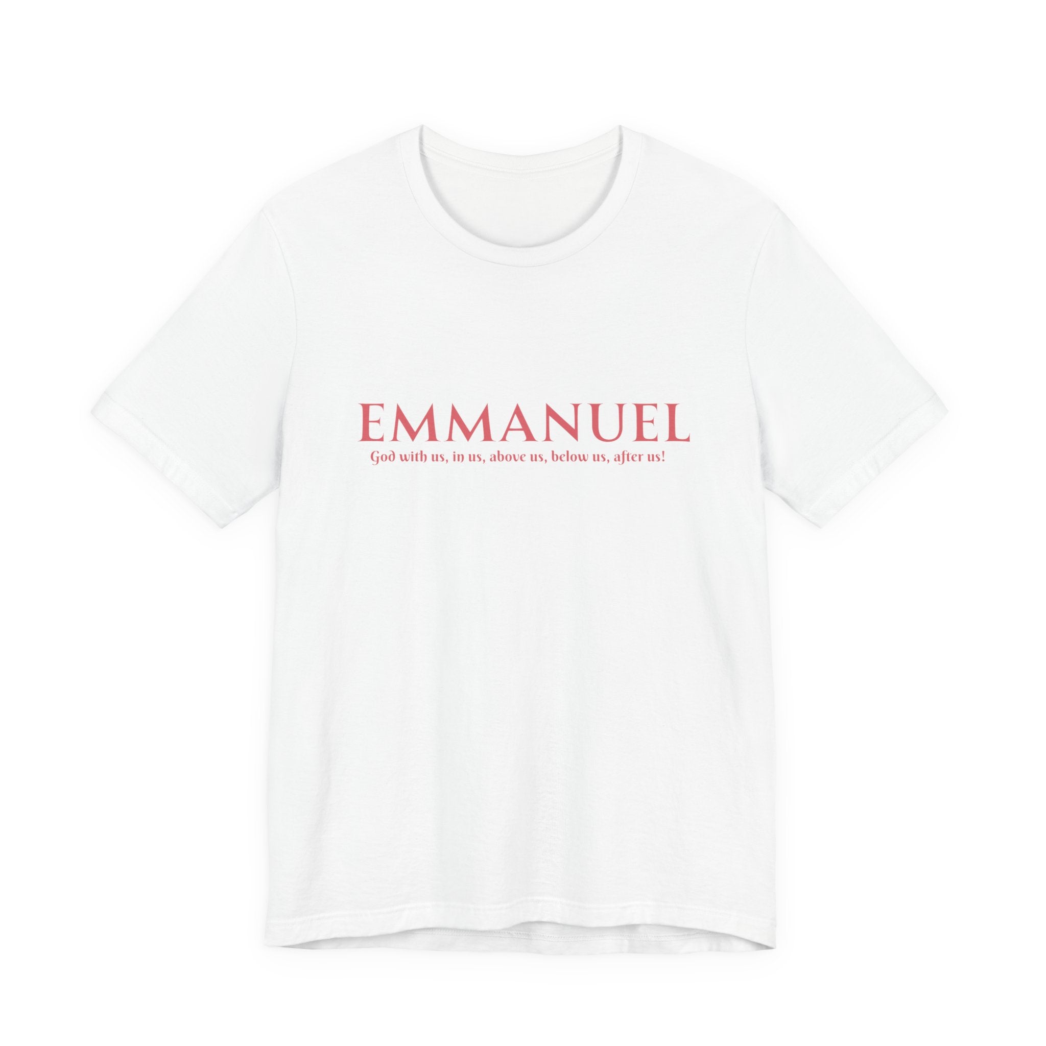 Emmanuel Christian T-Shirt — 'Emmanuel' Pink Script Faith Tee