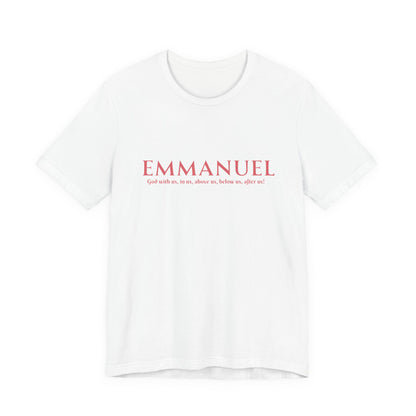 Emmanuel Christian T-Shirt — 'Emmanuel' Pink Script Faith Tee