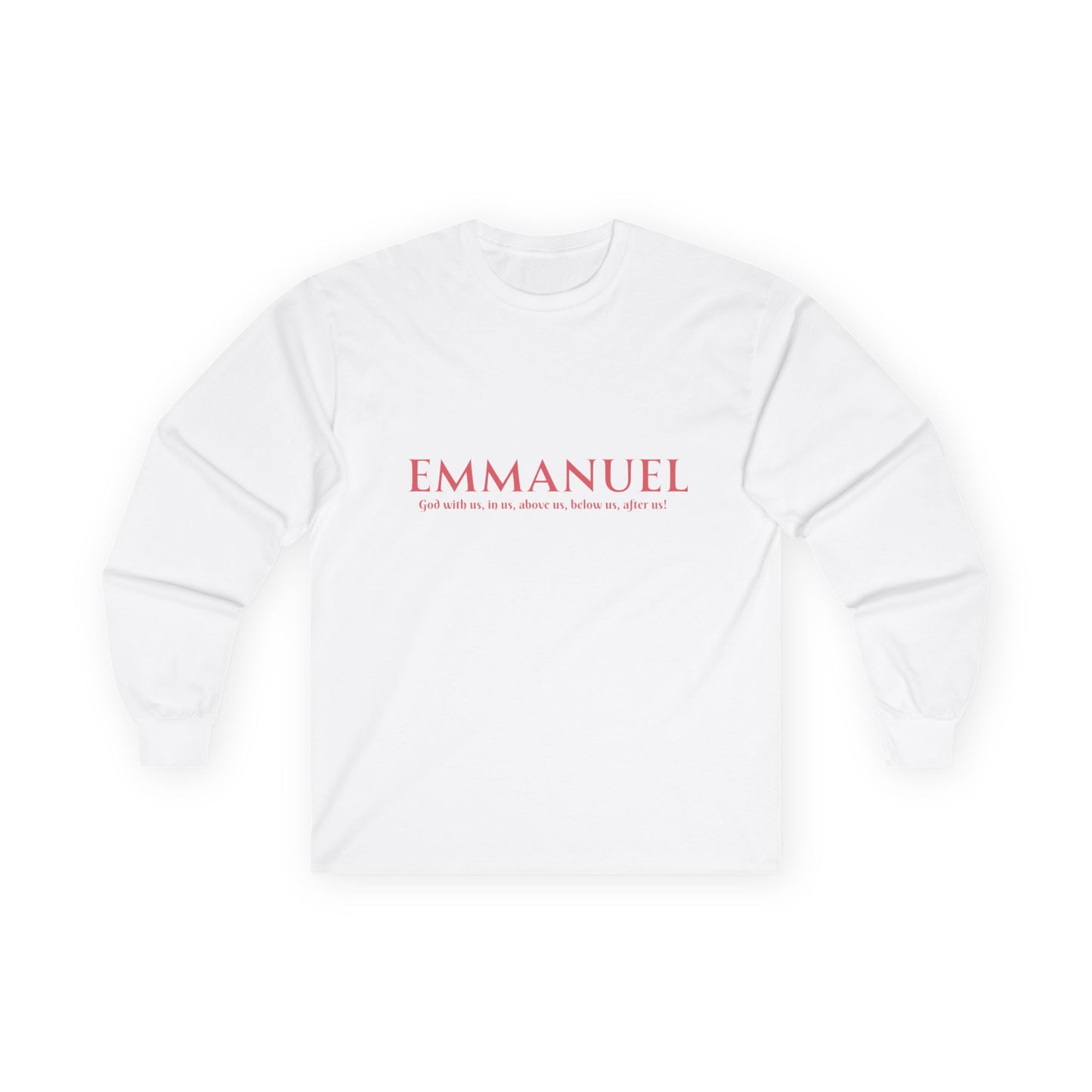 Emmanuel Long Sleeve Tee — Minimal Christian Faith Shirt
