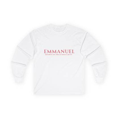 Emmanuel Long Sleeve Tee — Minimal Christian Faith Shirt