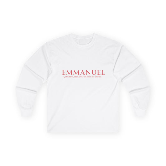 Emmanuel Long Sleeve Tee — Minimal Christian Faith Shirt