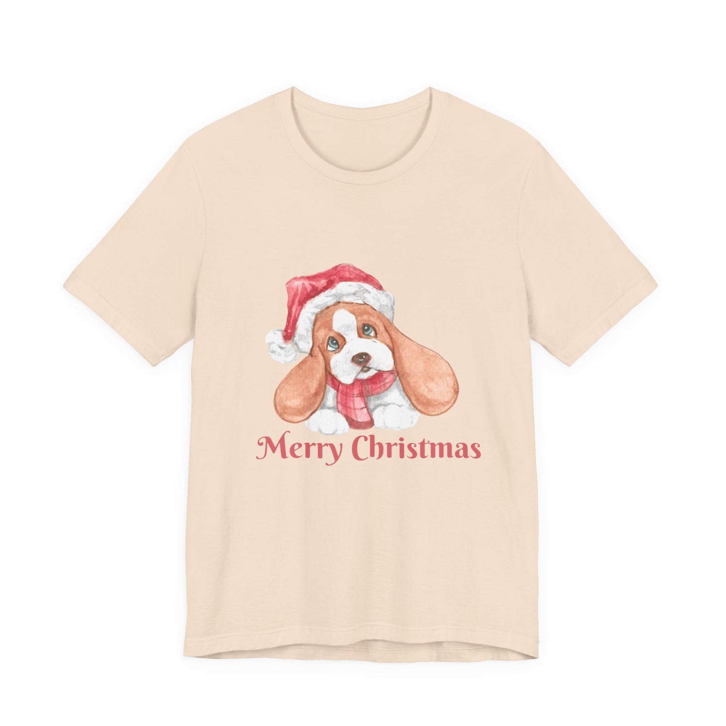 Christmas Puppy T-Shirt — 'Merry Christmas' Cute Dog in Santa Hat