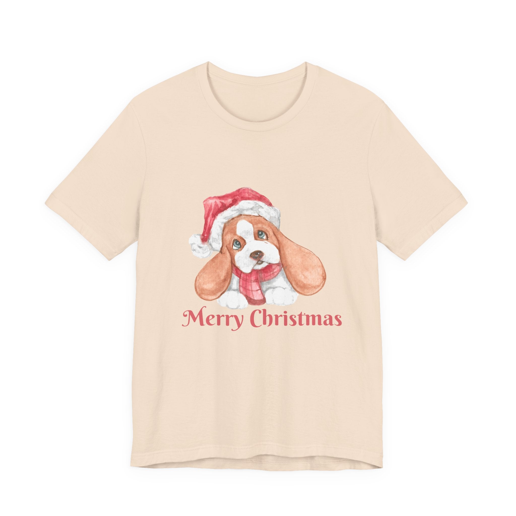 Christmas Puppy T-Shirt — 'Merry Christmas' Cute Dog in Santa Hat