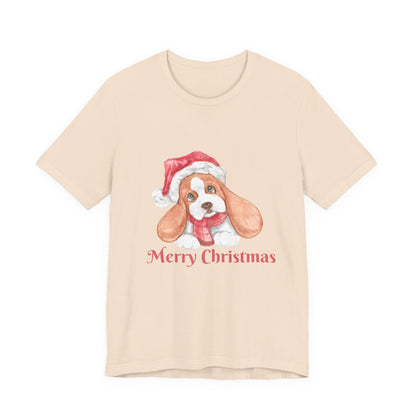 Christmas Puppy T-Shirt — 'Merry Christmas' Cute Dog in Santa Hat