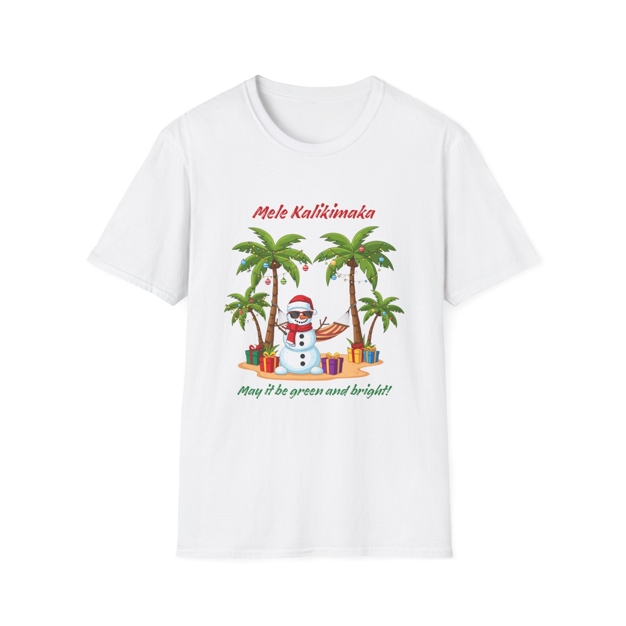 T-Shirt — 'Mele Kalikimaka' Tropical Christmas Snowman Tee