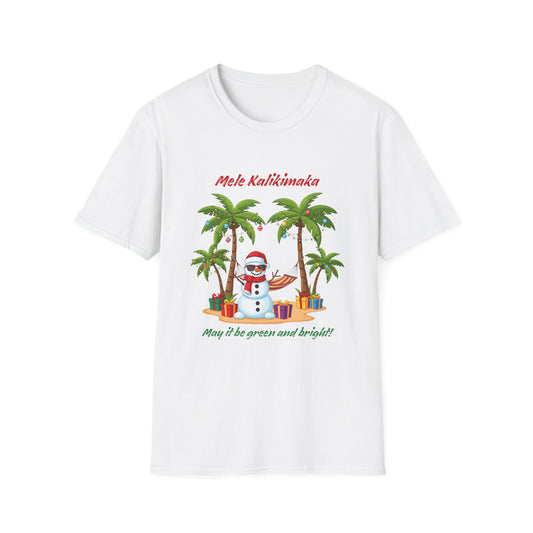 T-Shirt — 'Mele Kalikimaka' Tropical Christmas Snowman Tee