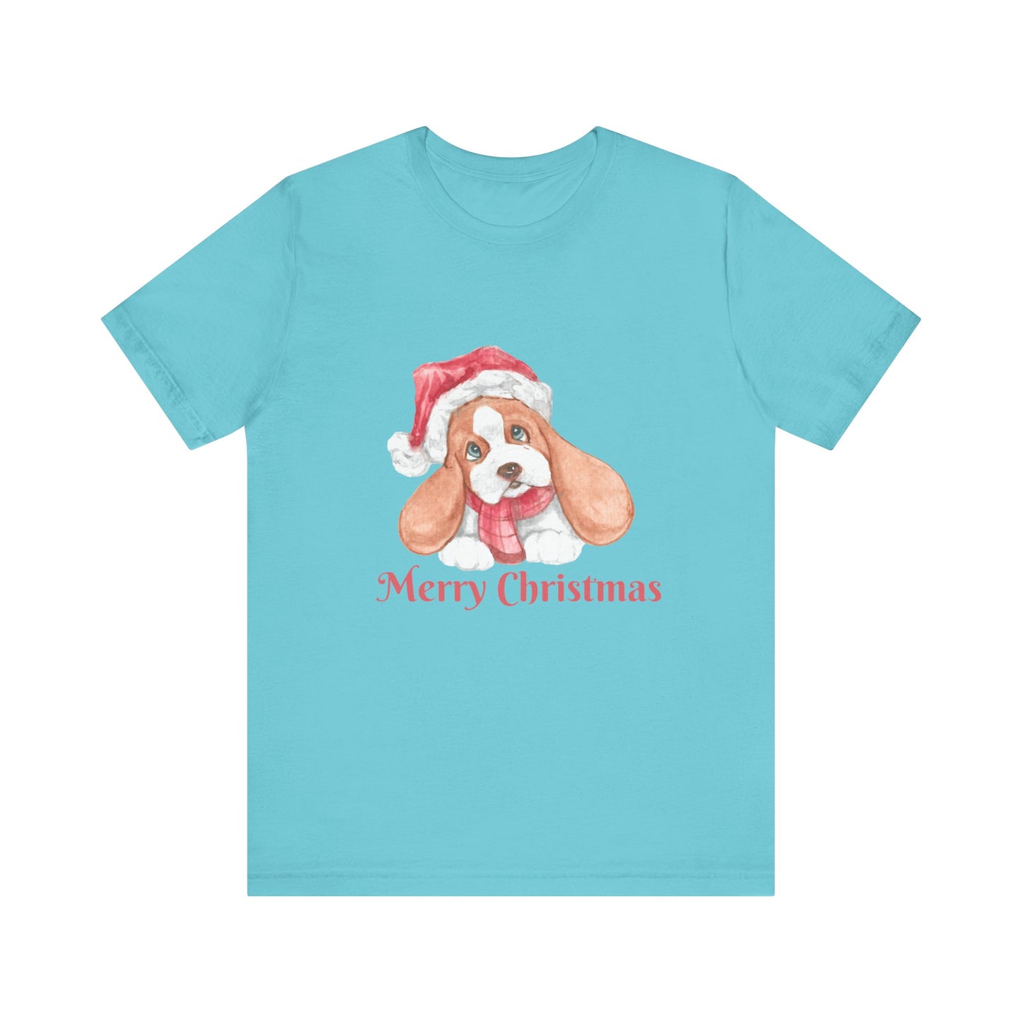 Christmas Puppy T-Shirt — 'Merry Christmas' Cute Dog in Santa Hat