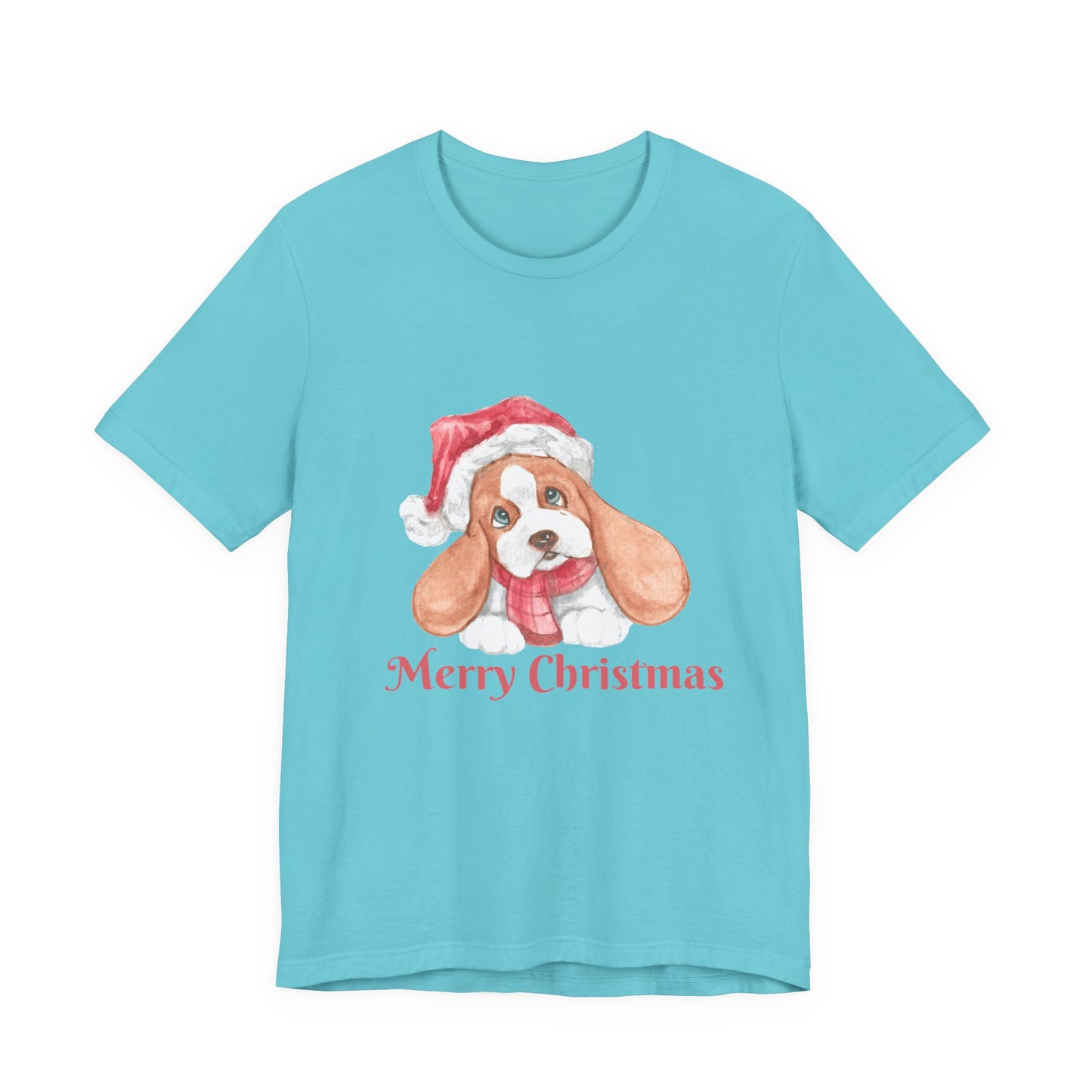 Christmas Puppy T-Shirt — 'Merry Christmas' Cute Dog in Santa Hat